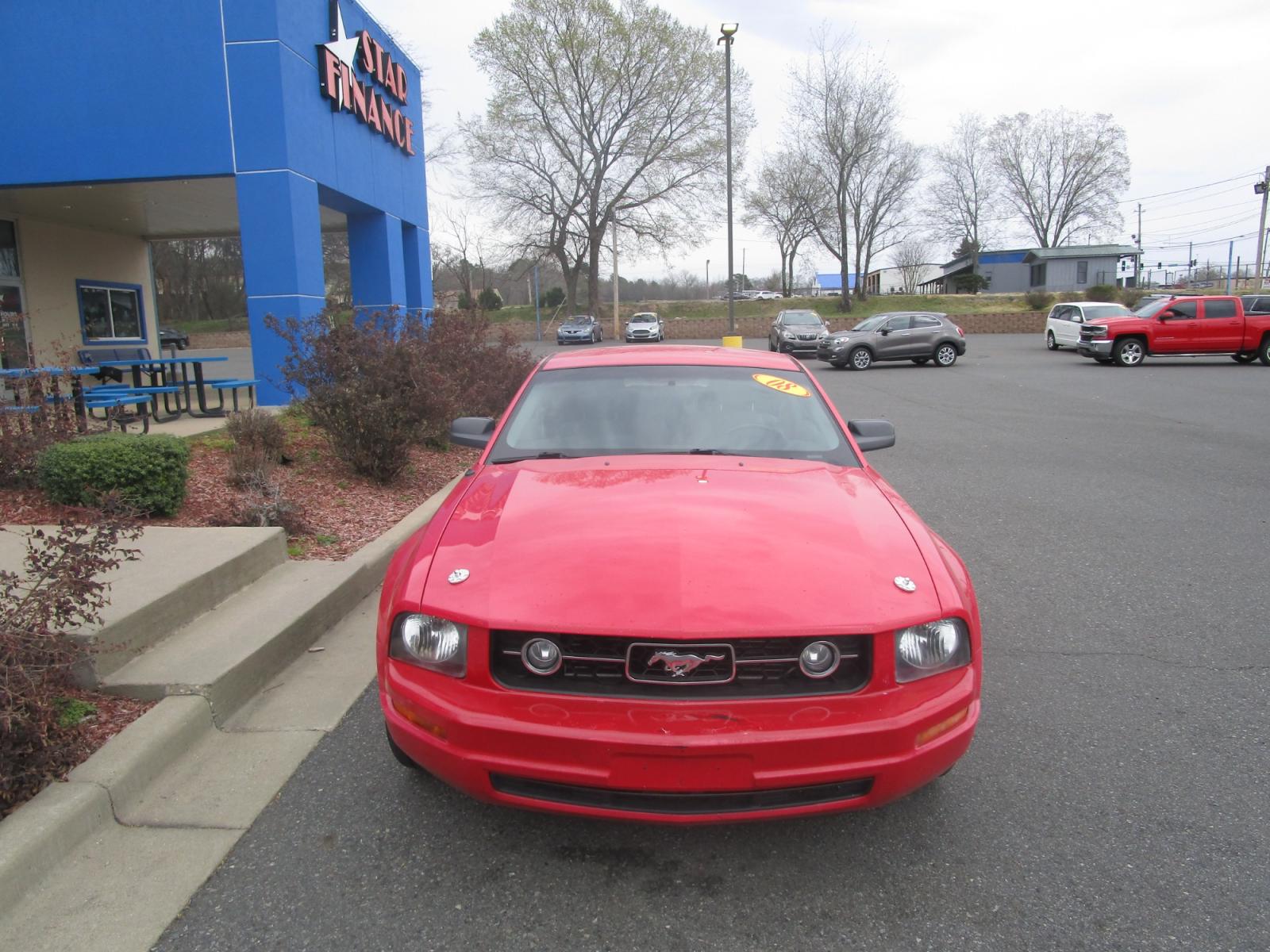 2008 RED Ford Mustang V6 Deluxe Coupe (1ZVHT80N085) with an 4.0L V6 SOHC 12V engine, located at 1814 Albert Pike Road, Hot Springs, AR, 71913, (501) 623-1717, 34.494228, -93.094070 - Photo #1